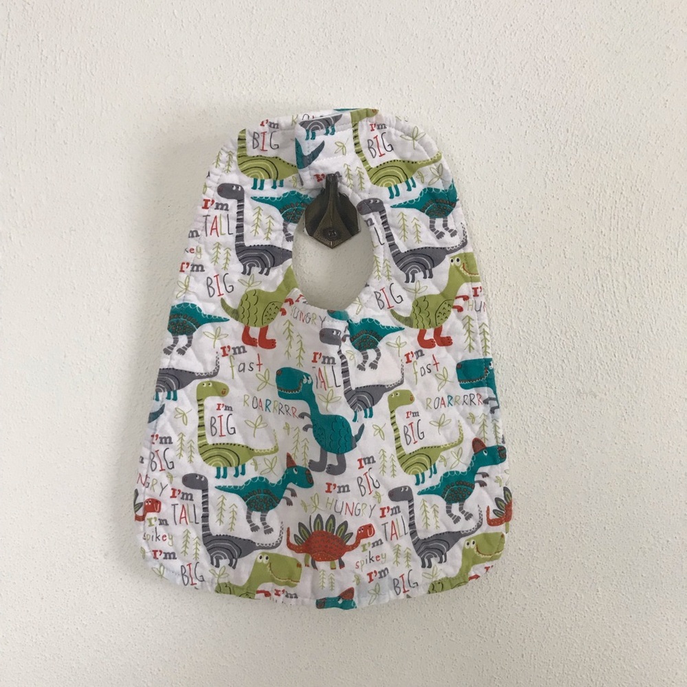 Handmade Quilted Dinosaur Baby Bib Bibs